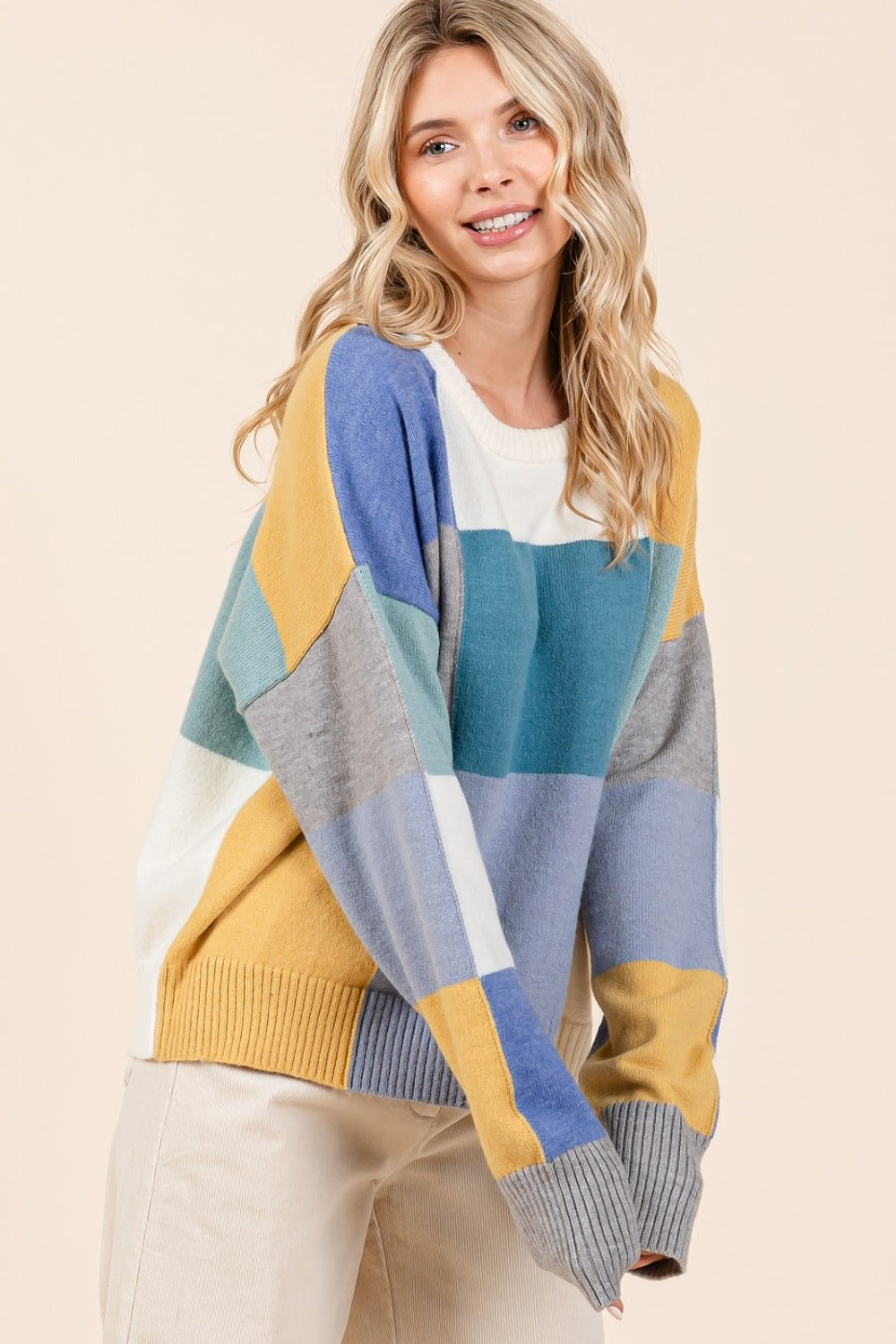 Mittoshop Color Block Round Neck Sweater